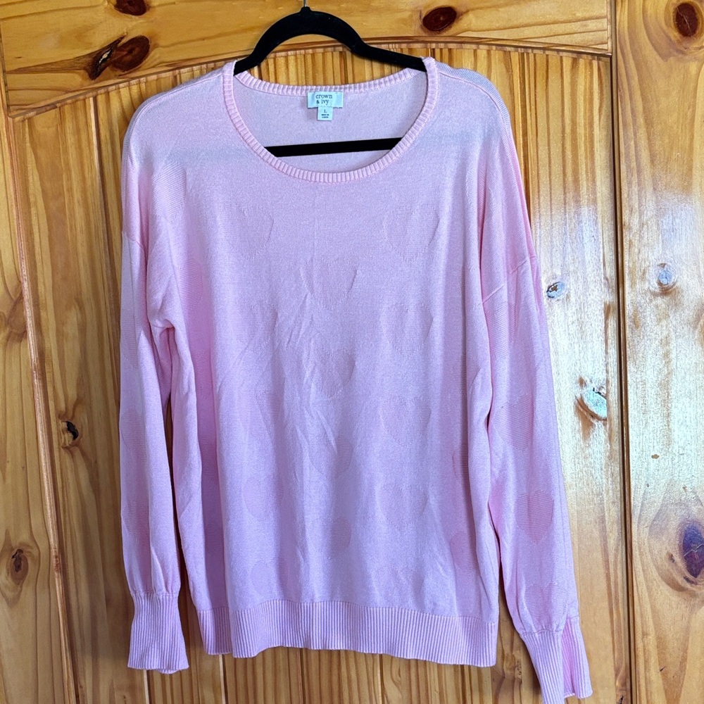 Crown & Ivy Light Pink Crew Neck Sweater